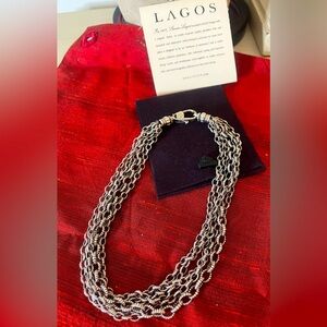 RARE LAGOS Signature Caviar Mixed Link Multi Strand Necklace